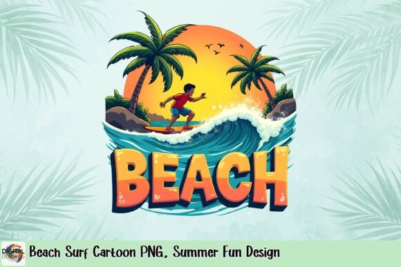 Bring the Coastline to Your Creations with a Beach Surf Cartoon PNG