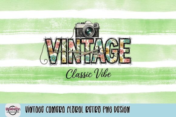 Charming Vintage Camera Floral Retro PNG Design