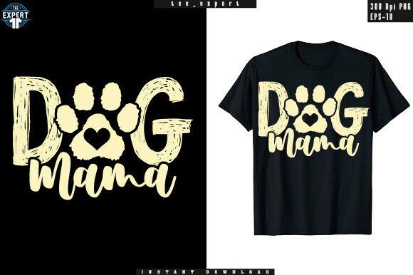 Dog Mama Cute Paw T-Shirt Design: Vintage Style & POD Ready