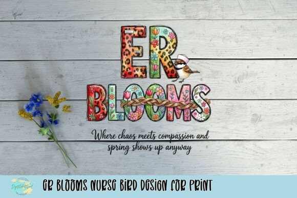 ER Blooms Nurse Bird Design: Floral Healthcare Art for Projects