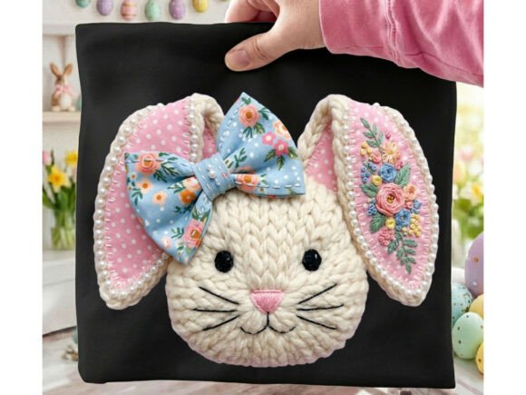 Fuzzy, Festive, and Fabulous: The Easter Bunny Faux Yarn Tshirt Design