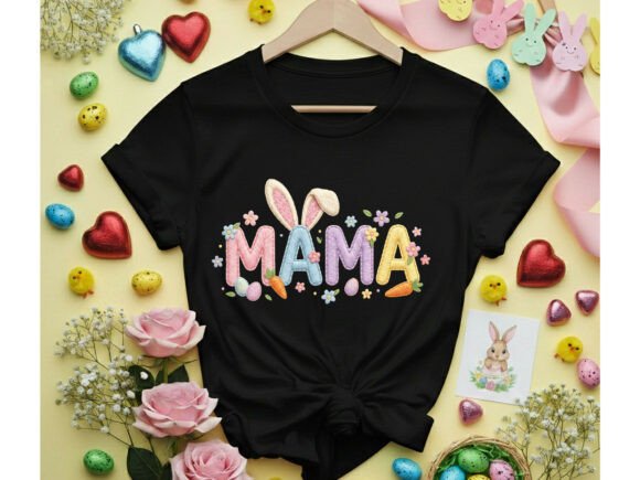 MAMA Easter Faux Yarn Tshirt Design: A Festive Graphic for Mom