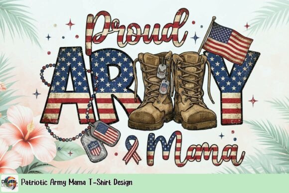 Patriotic Army Mama T-Shirt Design: A Visual Tribute