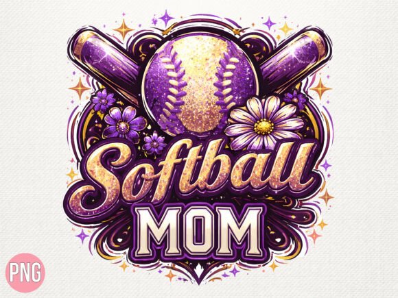 Purple Glitter Softball Mom: A Design for the MVP